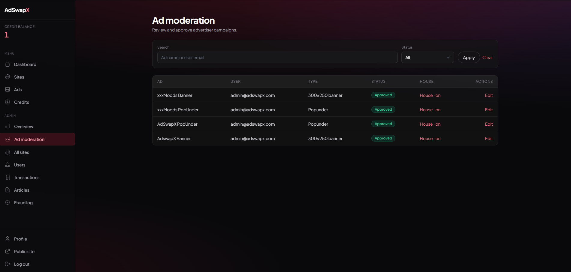 AdSwapX — Adult Ad Exchange Network